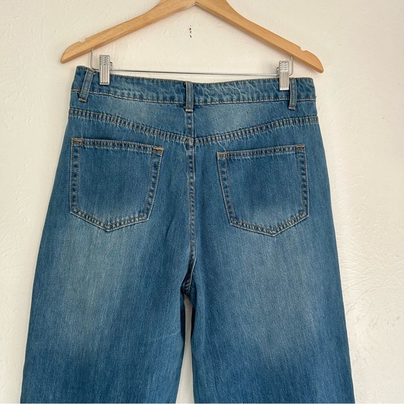 NWT Easel Patchwork Flare Highrise Jeans Western Country Bohemian Southern L - Picture 7 of 11